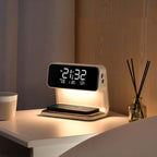 Creative 3 In 1 Nightstand Lamp Wireless Charging LCD Screen Alarm Clock Wireless Phone Charging Station