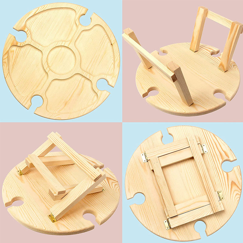 Wooden Outdoor Folding Picnic Table-With Glass Holder