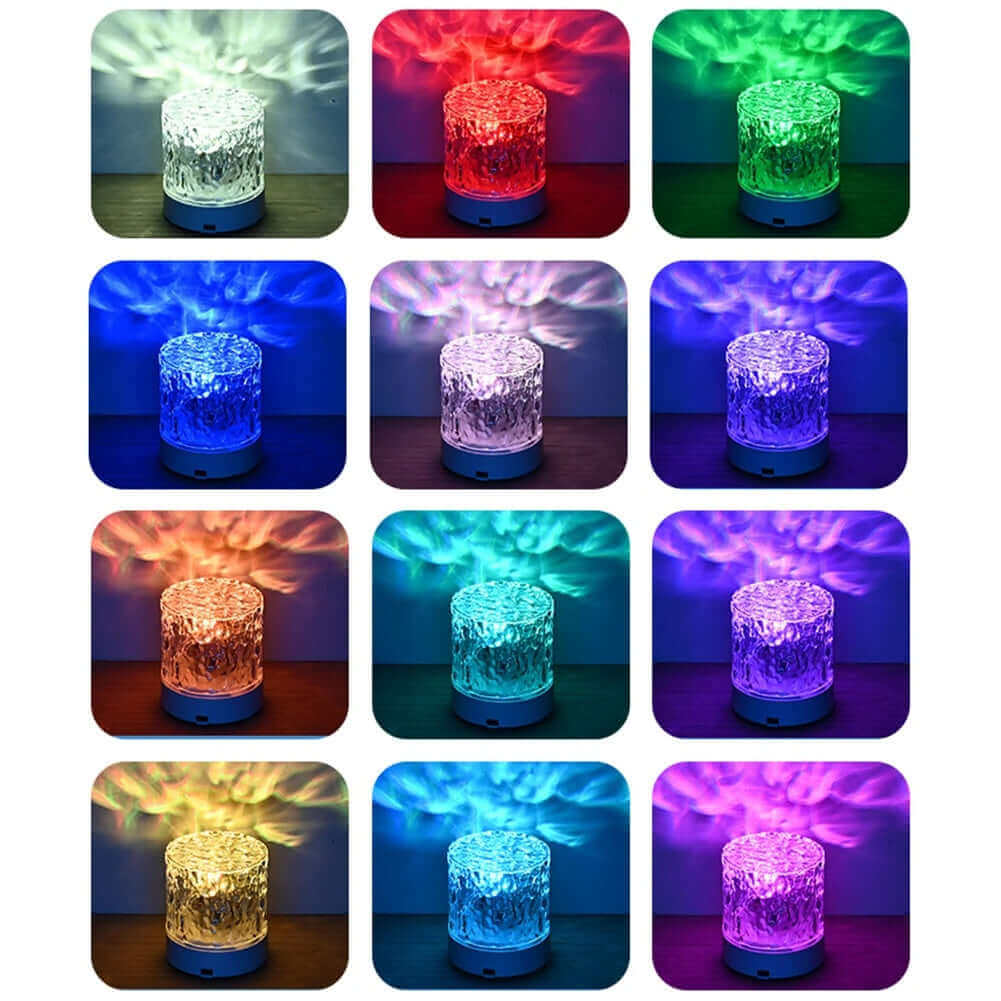 Crystal lamp water wave projector night light decoration home bedroom aesthetic atmosphere holiday gift sunset lights home decoration