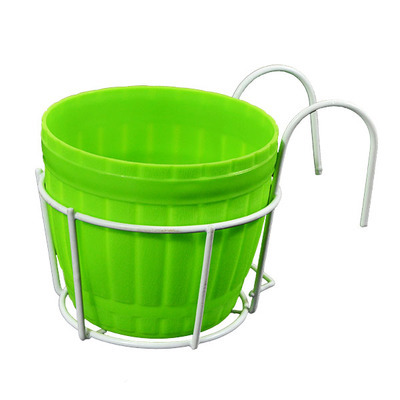 Practical plant pot holder with stable metal frame for balcony and terrace