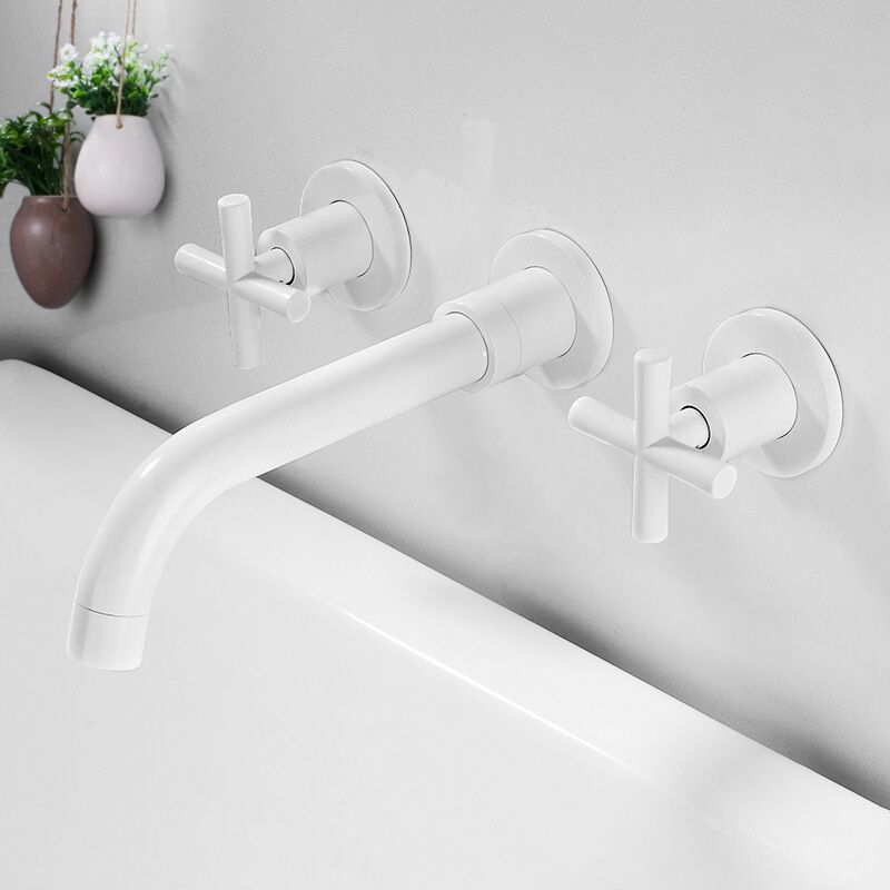 3 holes faucet 2 cross handle wall-mounted faucet for the bathroom