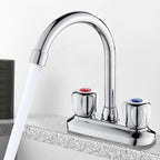 2-Handle Brass Bathroom Faucet Modern High Arc Center Tap