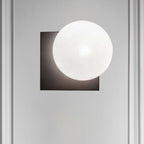 Modern 1-Light Wall Lamp with White Glass Shade Black Ball Wall-Mounted Lighting