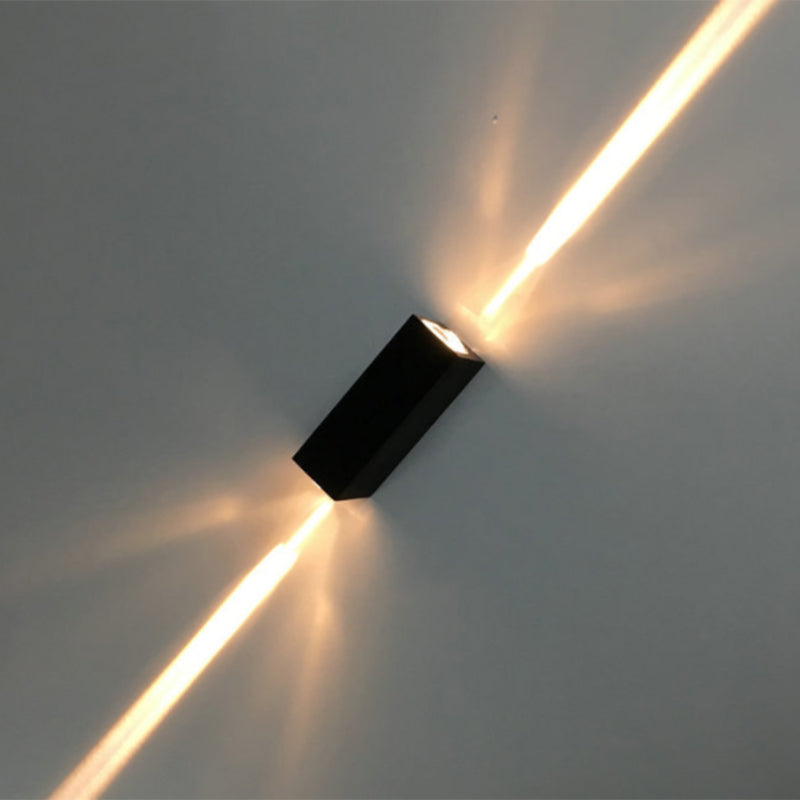Metal rectangular wall lamp Simple style 2 lights black surface wall lamp in warm/white lighting for hotel
