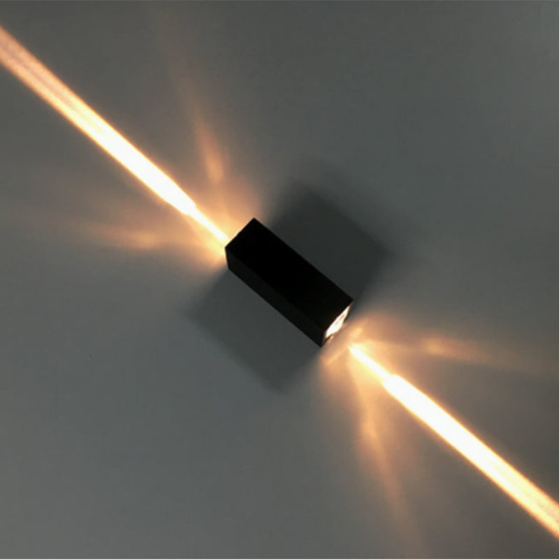 Metal rectangular wall lamp Simple style 2 lights black surface wall lamp in warm/white lighting for hotel