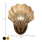 Single curved shell wall lamp country style black/gold ribbed glass wall lamp lighting element