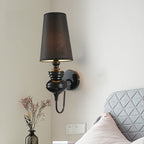 Tapered Wall Sconce Lighting Contemporary Fabric White/Black/Silver LED Wall Lamp, 6"/8"/10" Ø