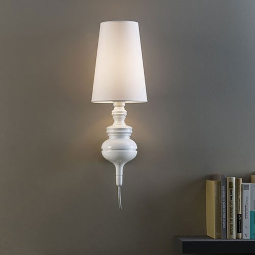 Tapered Wall Sconce Lighting Contemporary Fabric White/Black/Silver LED Wall Lamp, 6"/8"/10" Ø