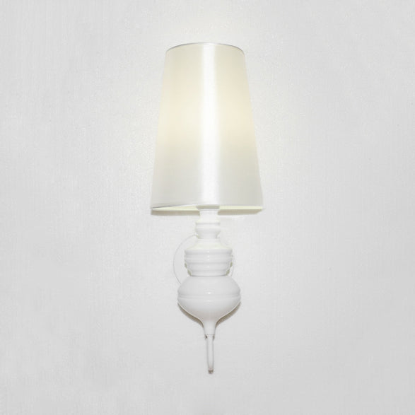 Tapered Wall Sconce Lighting Contemporary Fabric White/Black/Silver LED Wall Lamp, 6"/8"/10" Ø