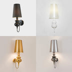 Tapered Wall Sconce Lighting Contemporary Fabric White/Black/Silver LED Wall Lamp, 6"/8"/10" Ø