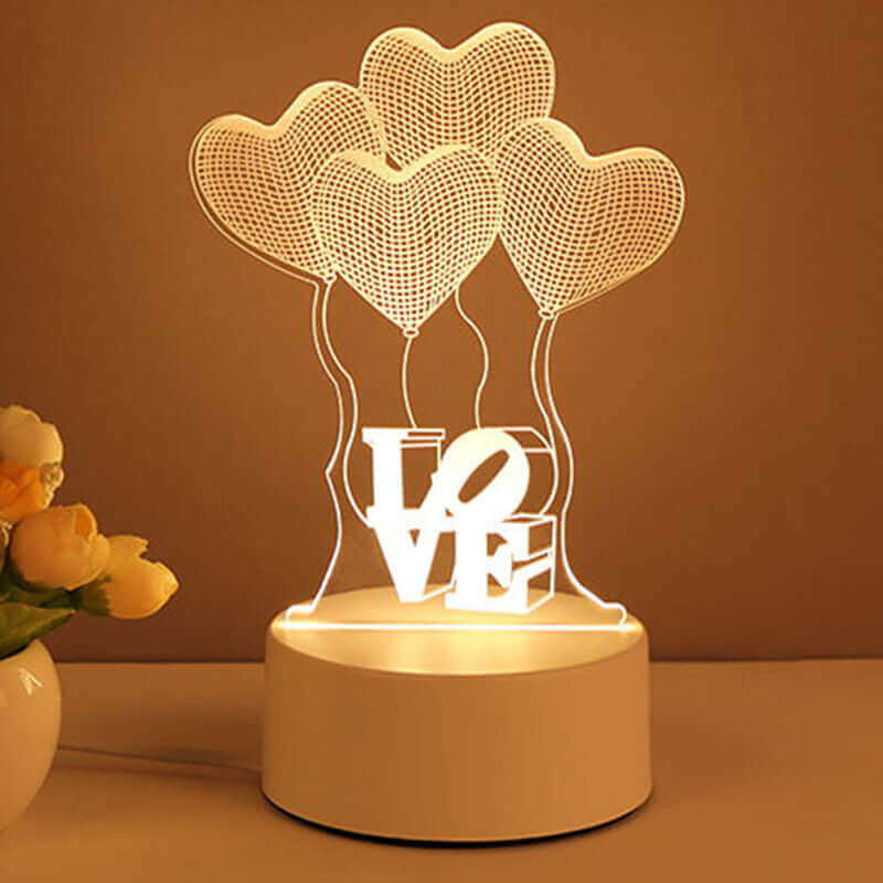 3D Lamp Acrylic USB LED Night Lights Neon Lights Lamp Christmas Decorations for Room Decoration Valentine's Gifts