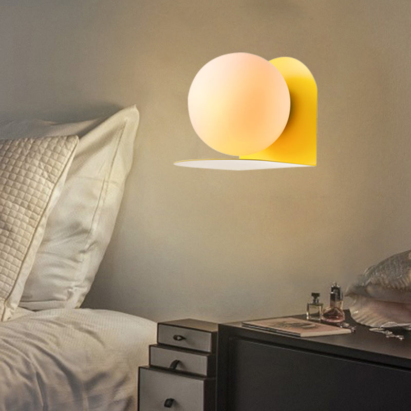 White Globe Wall Lamp Nordic Style Frosted Glass Wall Lamp for Study Room Children's Room