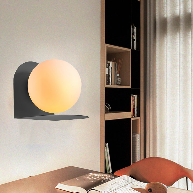 White Globe Wall Lamp Nordic Style Frosted Glass Wall Lamp for Study Room Children's Room