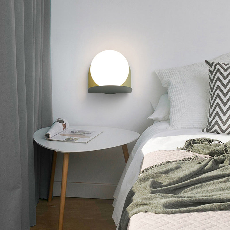 White Globe Wall Lamp Nordic Style Frosted Glass Wall Lamp for Study Room Children's Room