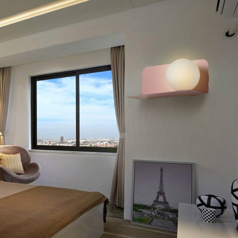 White Globe Wall Lamp Nordic Style Frosted Glass Wall Lamp for Study Room Children's Room
