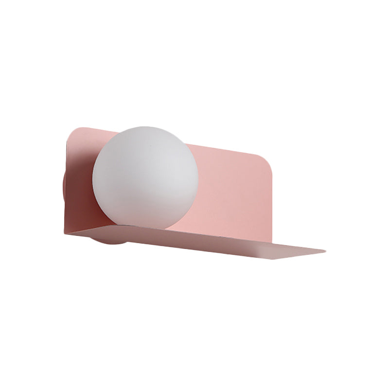 White Globe Wall Lamp Nordic Style Frosted Glass Wall Lamp for Study Room Children's Room