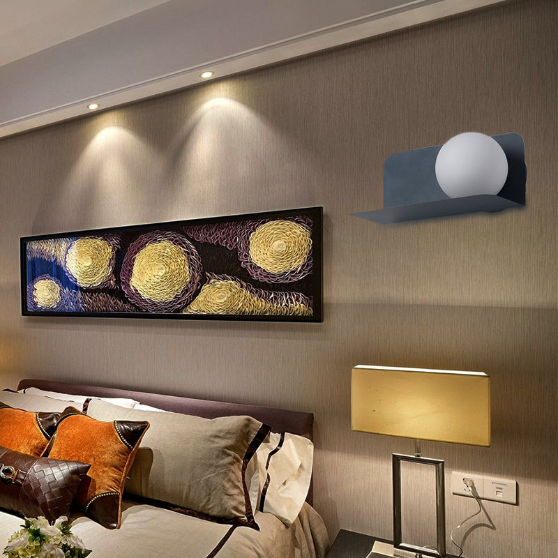 White Globe Wall Lamp Nordic Style Frosted Glass Wall Lamp for Study Room Children's Room
