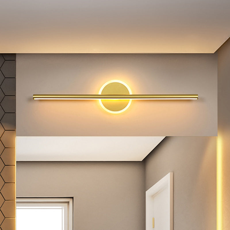 Metallic linear and round wall lamp minimalism LED wall lamp lighting in gold, 16"/23.5"/31.5" wide