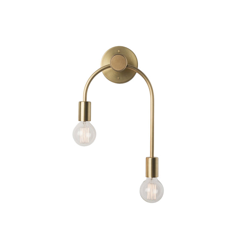 Swoop Arm Iron Wall Lamp Wall Mounted Minimalist 2-Light Black/Gold Wall Lighting with Free Lamp Design