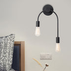 Swoop Arm Iron Wall Lamp Wall Mounted Minimalist 2-Light Black/Gold Wall Lighting with Free Lamp Design