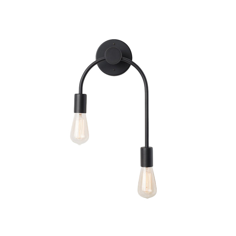 Swoop Arm Iron Wall Lamp Wall Mounted Minimalist 2-Light Black/Gold Wall Lighting with Free Lamp Design