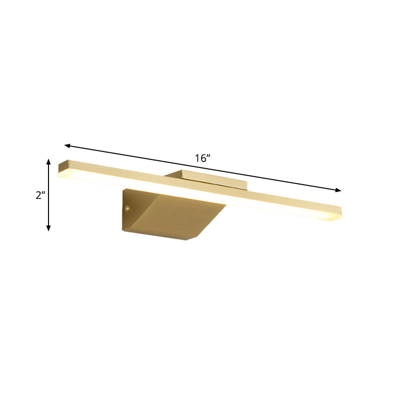16"/21.5" W Metallic streamlined wall lamp simplicity LED gold makeup wall lamp for bathroom