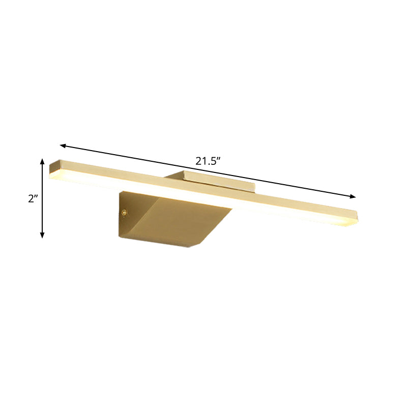 16"/21.5" W Metallic streamlined wall lamp simplicity LED gold makeup wall lamp for bathroom