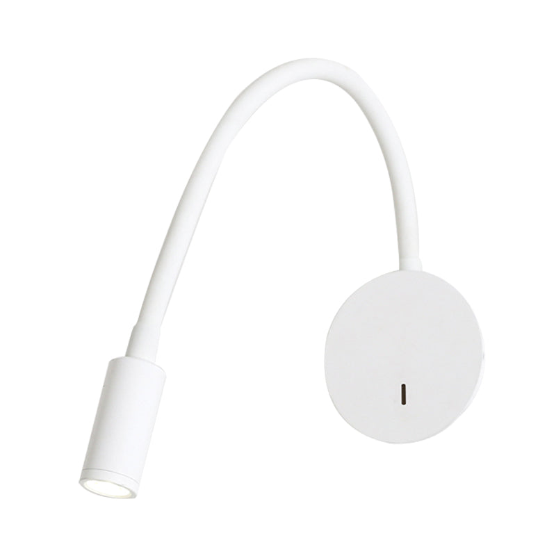 Adjustable Cylinder Reading Lamp Wall Lamp Contemporary Silicone and Metal LED Black/White Wall Lamp