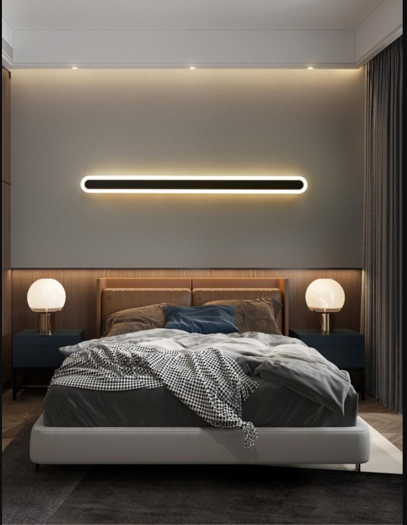 Extended Bar Bedroom Flush Wall Lamp Acrylic 16"/23.5"/31.5" W LED Nordic Wall Lamp in Warm/White Light, Black/White