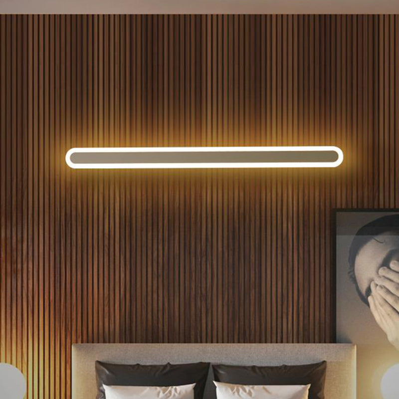 Extended Bar Bedroom Flush Wall Lamp Acrylic 16"/23.5"/31.5" W LED Nordic Wall Lamp in Warm/White Light, Black/White