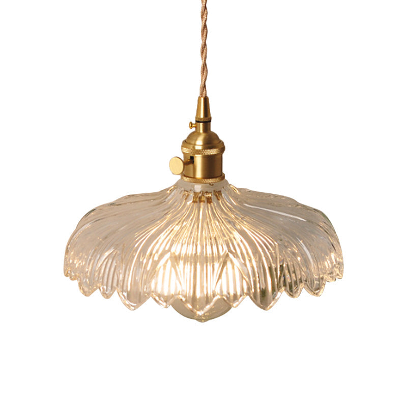 Bowl/Cylinder Nightstand Wall Lighting Antique Clear Prism/Wave Glass 1 Bulb Brass Wall Lamp with Rotary Switch