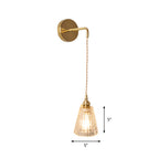Bowl/Cylinder Nightstand Wall Lighting Antique Clear Prism/Wave Glass 1 Bulb Brass Wall Lamp with Rotary Switch