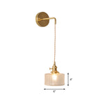 Bowl/Cylinder Nightstand Wall Lighting Antique Clear Prism/Wave Glass 1 Bulb Brass Wall Lamp with Rotary Switch