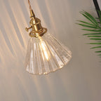 Bowl/Cylinder Nightstand Wall Lighting Antique Clear Prism/Wave Glass 1 Bulb Brass Wall Lamp with Rotary Switch