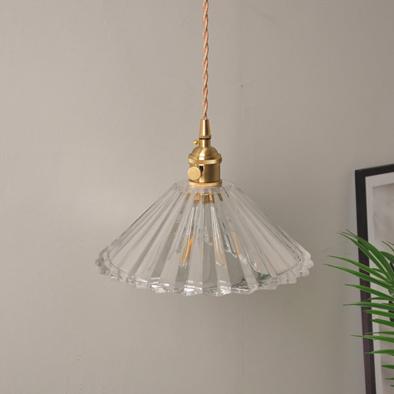 Bowl/Cylinder Nightstand Wall Lighting Antique Clear Prism/Wave Glass 1 Bulb Brass Wall Lamp with Rotary Switch