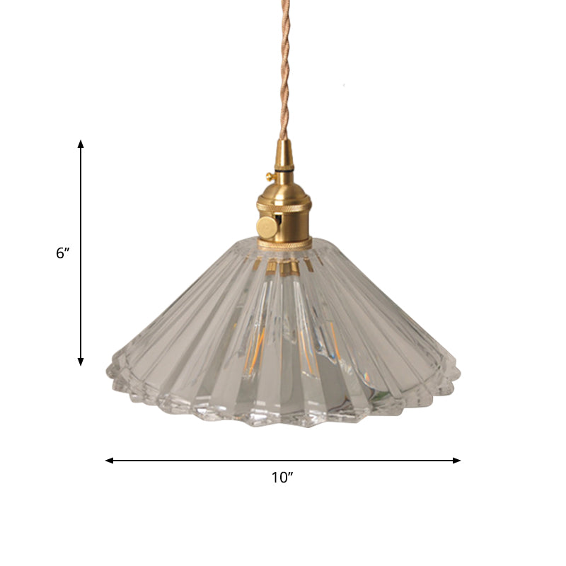 Bowl/Cylinder Nightstand Wall Lighting Antique Clear Prism/Wave Glass 1 Bulb Brass Wall Lamp with Rotary Switch