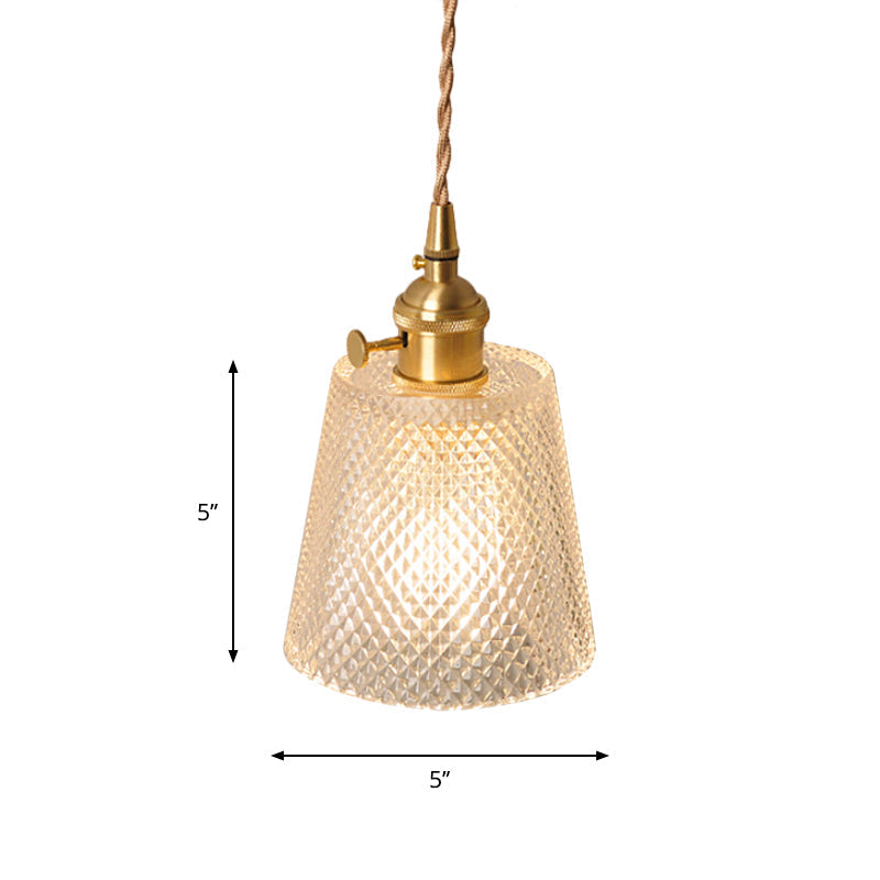 Bowl/Cylinder Nightstand Wall Lighting Antique Clear Prism/Wave Glass 1 Bulb Brass Wall Lamp with Rotary Switch