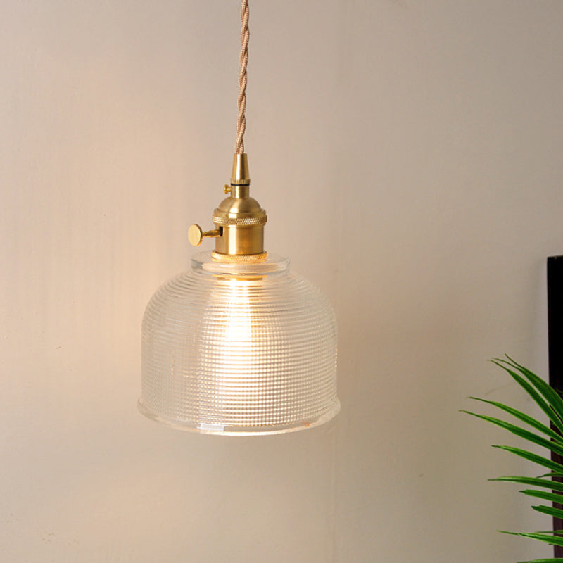 Bowl/Cylinder Nightstand Wall Lighting Antique Clear Prism/Wave Glass 1 Bulb Brass Wall Lamp with Rotary Switch