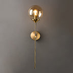 Ball Shadow Pencil Arm Wall Light Postmodern Clear/Amber/Smoke Gray Glass Single Brass Wall Mounted Lamp