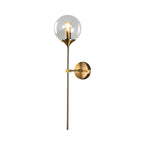 Ball Shadow Pencil Arm Wall Light Postmodern Clear/Amber/Smoke Gray Glass Single Brass Wall Mounted Lamp