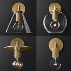 Ribbed wall lamp with arm Postmodern one-light metal/clear glass wall lamp with/without disc/ambient/conical shade