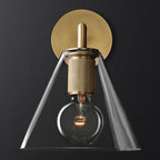 Ribbed wall lamp with arm Postmodern one-light metal/clear glass wall lamp with/without disc/ambient/conical shade