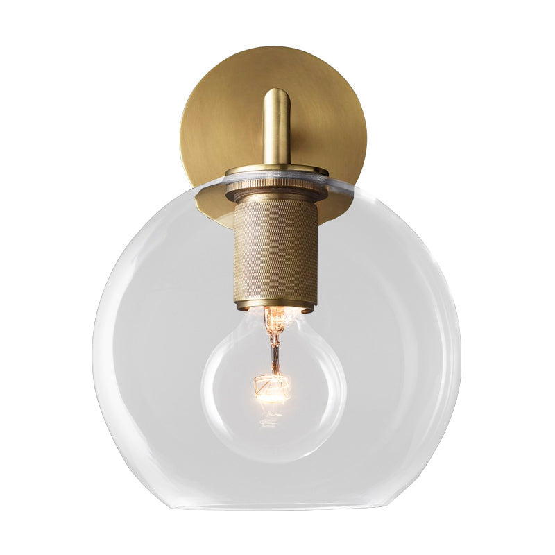 Ribbed wall lamp with arm Postmodern one-light metal/clear glass wall lamp with/without disc/ambient/conical shade