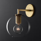 Ribbed wall lamp with arm Postmodern one-light metal/clear glass wall lamp with/without disc/ambient/conical shade