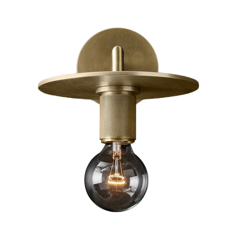 Ribbed wall lamp with arm Postmodern one-light metal/clear glass wall lamp with/without disc/ambient/conical shade