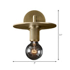 Ribbed wall lamp with arm Postmodern one-light metal/clear glass wall lamp with/without disc/ambient/conical shade