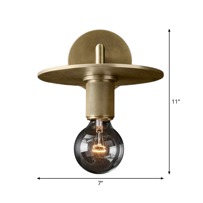 Ribbed wall lamp with arm Postmodern one-light metal/clear glass wall lamp with/without disc/ambient/conical shade