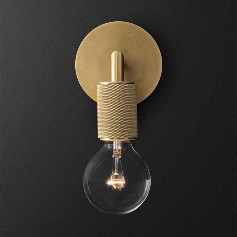 Ribbed wall lamp with arm Postmodern one-light metal/clear glass wall lamp with/without disc/ambient/conical shade