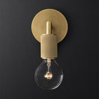 Ribbed wall lamp with arm Postmodern one-light metal/clear glass wall lamp with/without disc/ambient/conical shade