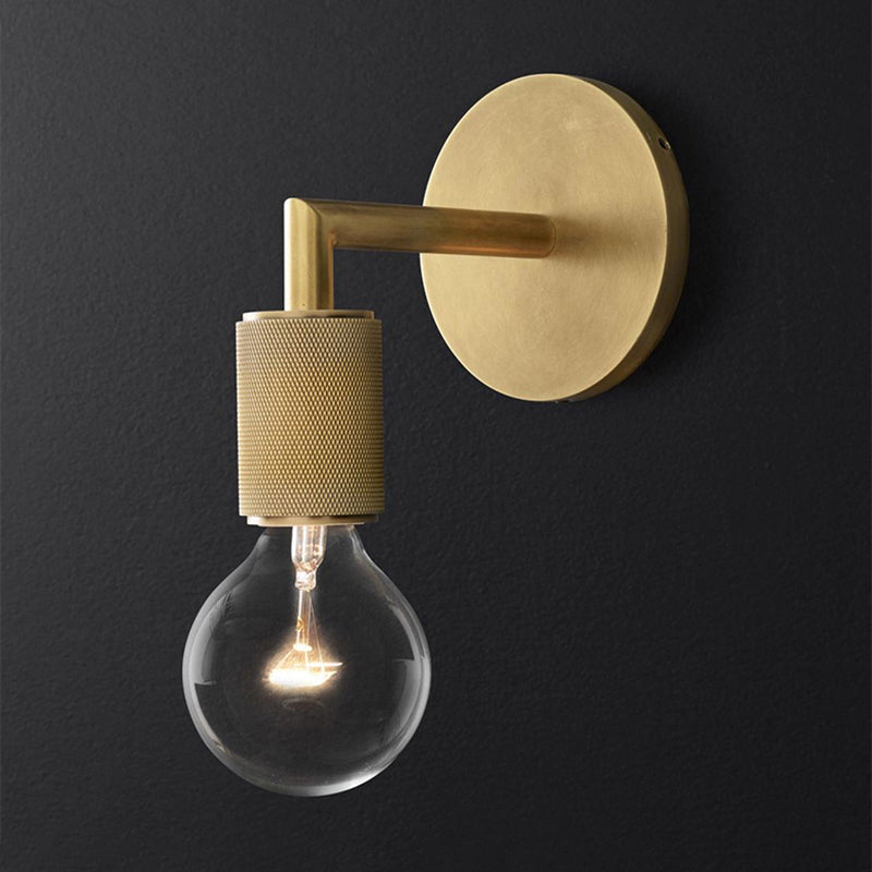 Ribbed wall lamp with arm Postmodern one-light metal/clear glass wall lamp with/without disc/ambient/conical shade